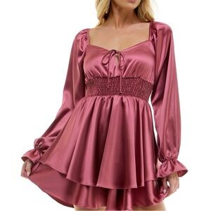 B Darlin Satin Wine Blouse